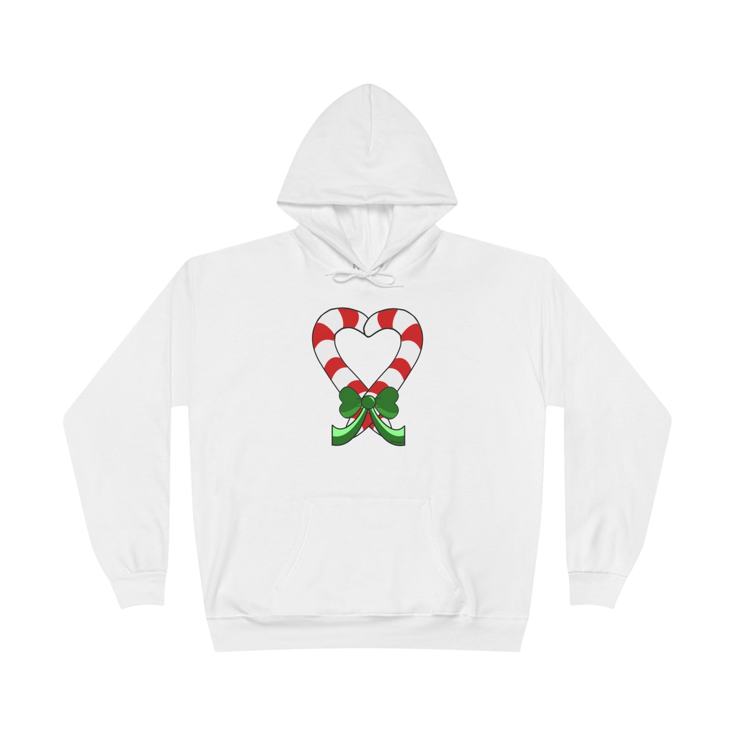 Candy Cane Heart Christmas Dark Hooded Sweatshirt by TOOLOUD