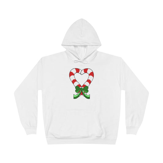 Candy Cane Heart Christmas Dark Hooded Sweatshirt by TOOLOUD