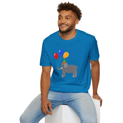 Cute Elephant with Balloons Unisex Adult T-Shirt by TOOLOUD