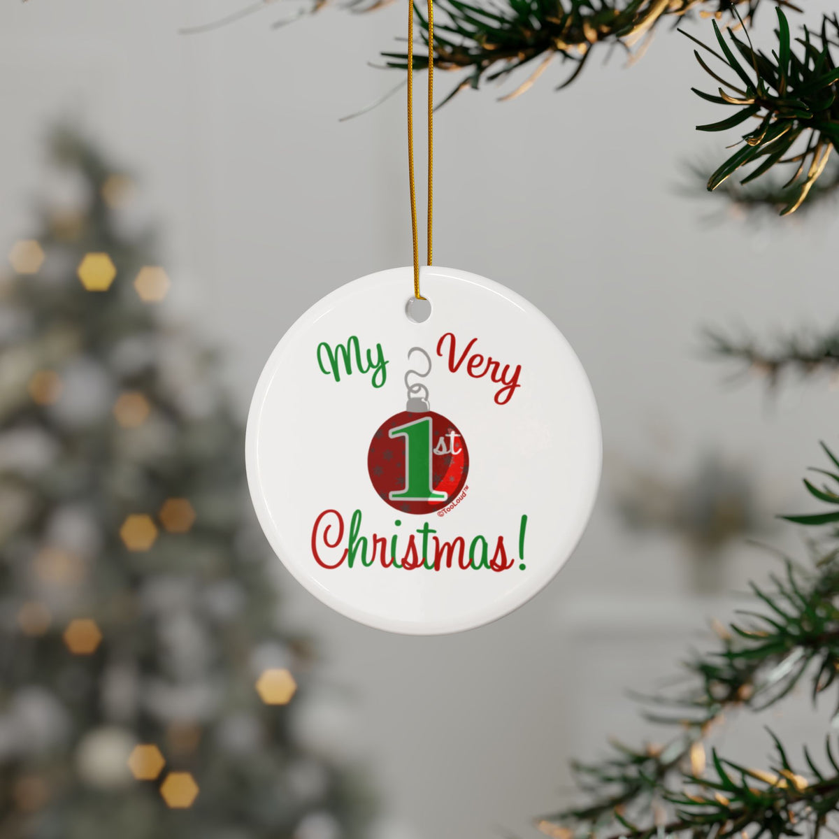My Very 1st Christmas Ceramic Ornament – 4 Shape Options Double-Sided by TOOLOUD