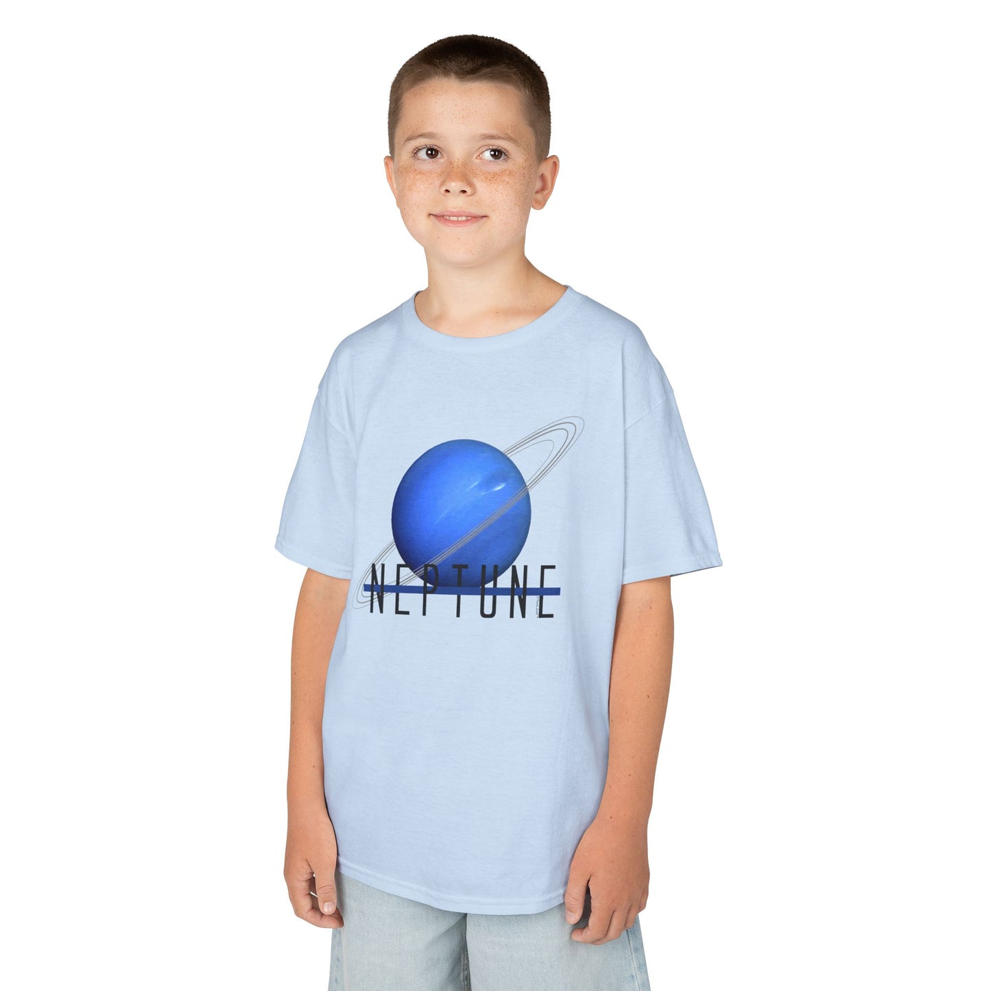 Planet Neptune Text Children's T-Shirt by TOOLOUD