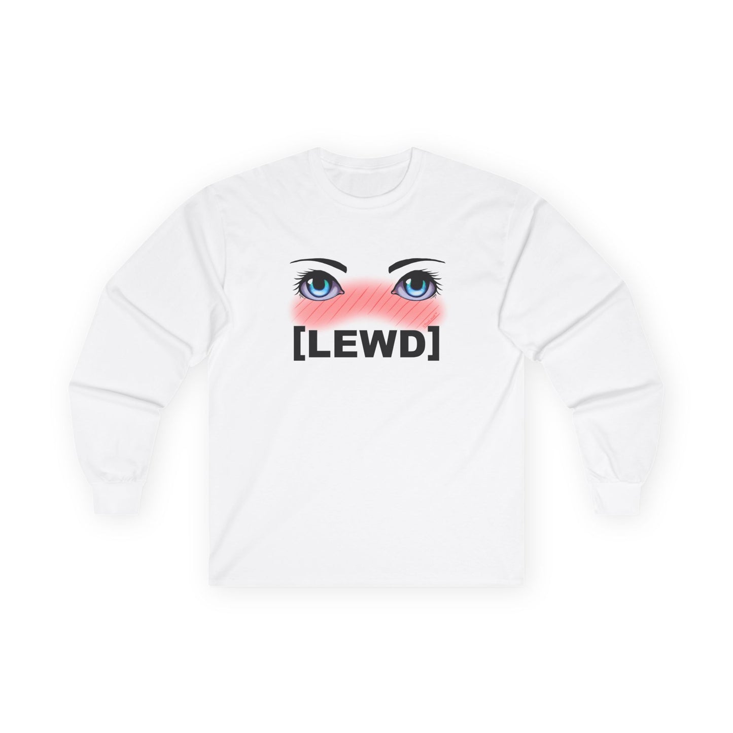 Blushing Anime Eyes Lewd Adult Long Sleeve T-Shirt by TOOLOUD