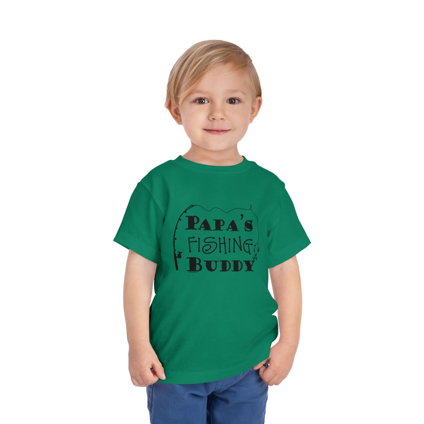 Papa’s Fishing Buddy Toddler Dark T-Shirt by TOOLOUD