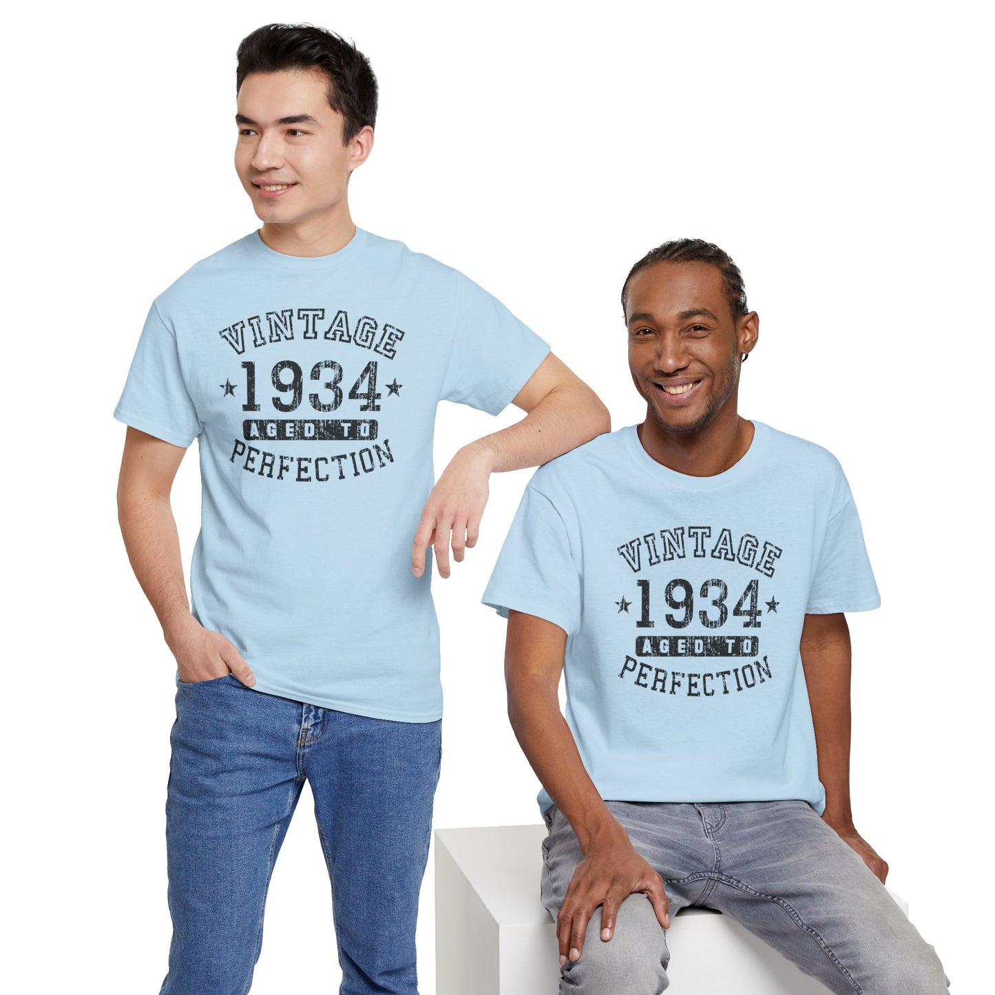 1934 - Adult Unisex Vintage Birth Year Aged to Perfection Birthday T-Shirt by TOOLOUD