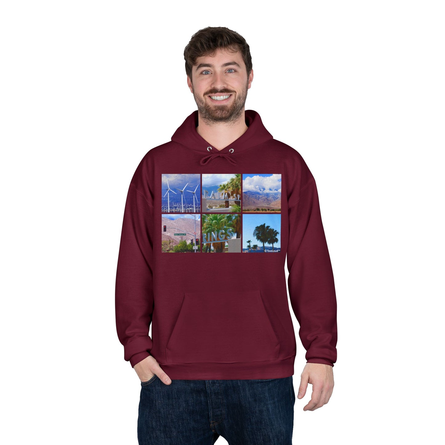 Palm Springs Square Collage Adult Hoodie Sweatshirt by TOOLOUD