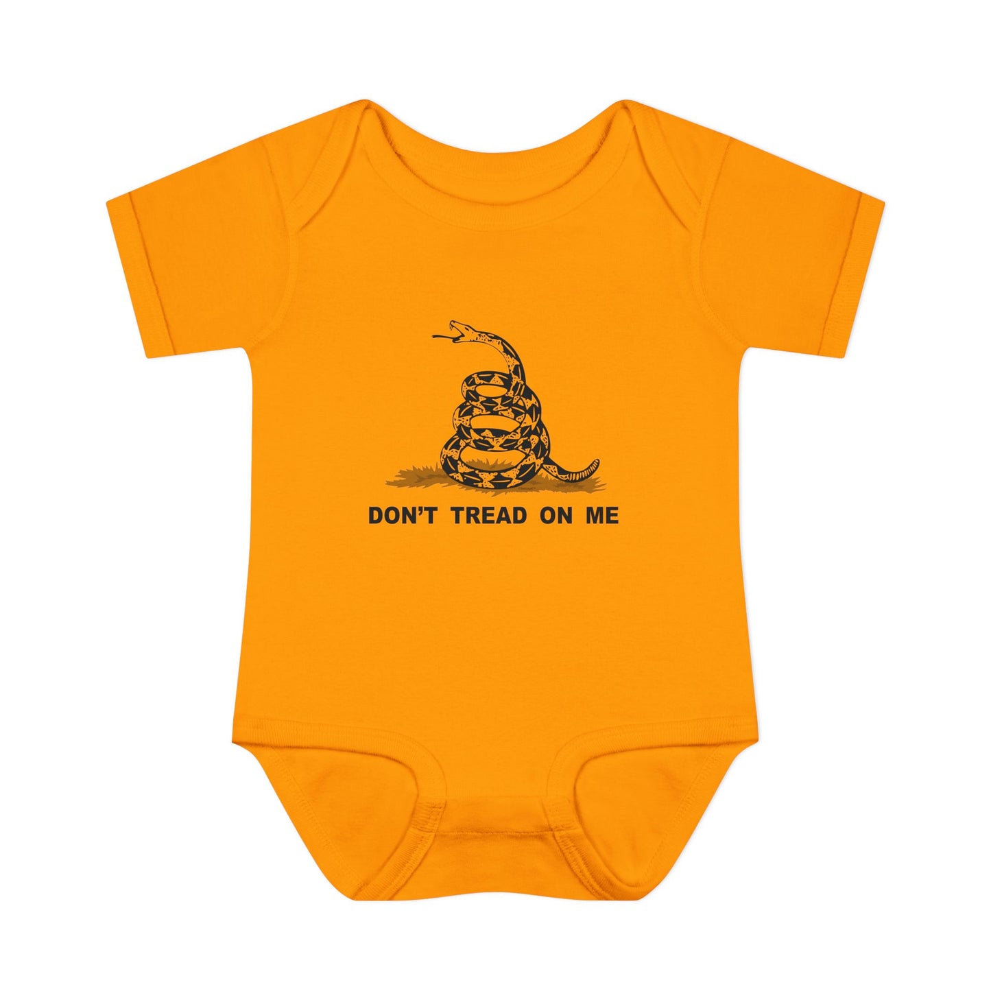 Subdued Don't Tread On Me Gadsden Flag Rattlesnake Infant One Piece Bodysuit by TOOLOUD