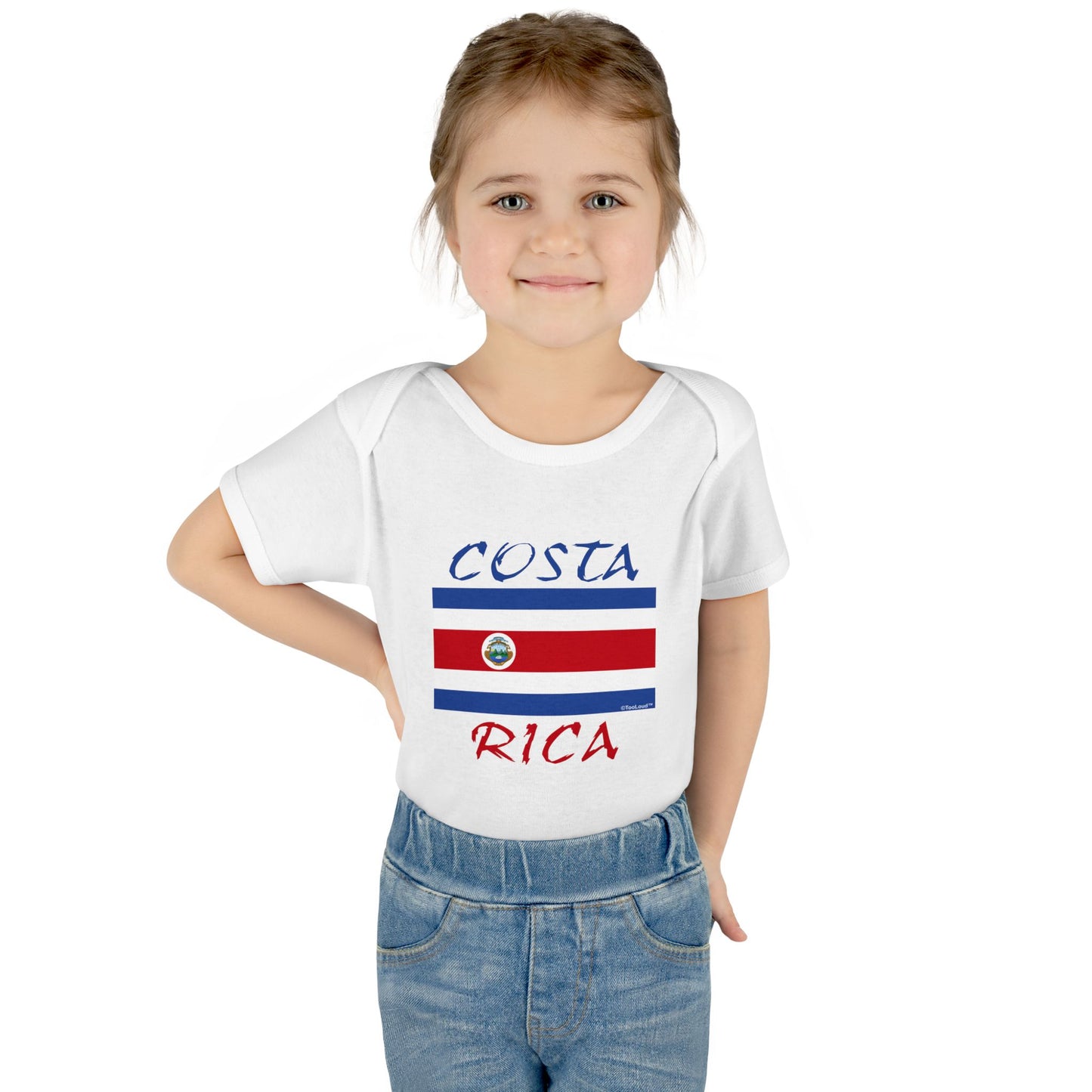 Costa Rica Flag Baby Romper Bodysuit by TOOLOUD