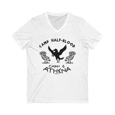 TooLoud Camp Half Blood Cabin 6 Athena Adult Unisex V-Neck T-Shirt