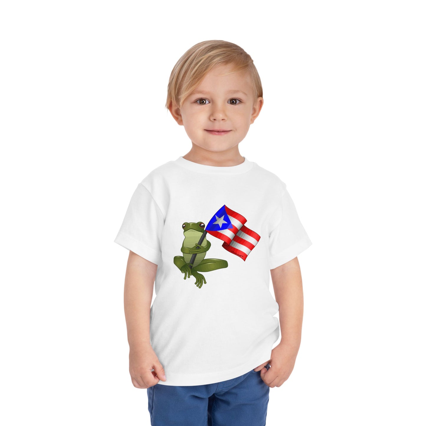Coquí Holding Flag Toddler T-Shirt by TOOLOUD