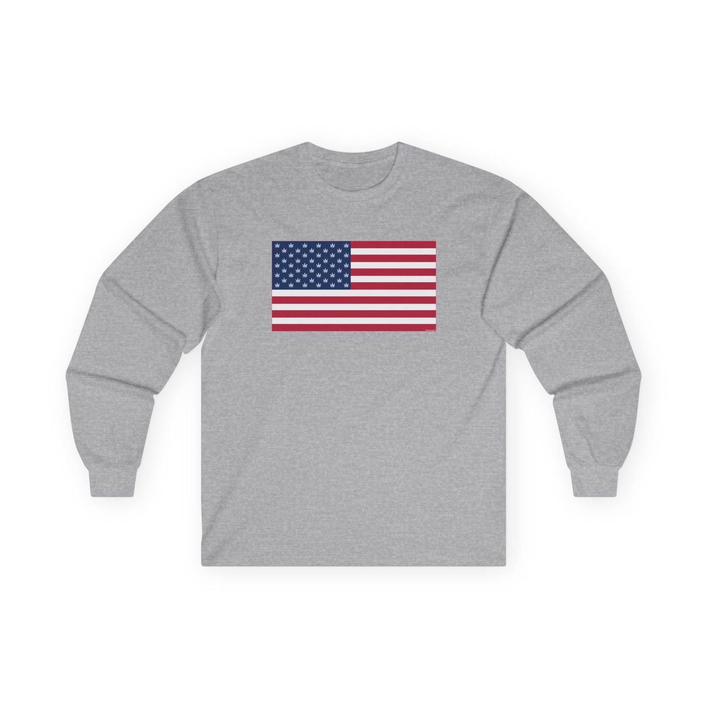 American Flag – Marijuana Leaf Adult Long Sleeve T-Shirt by TOOLOUD