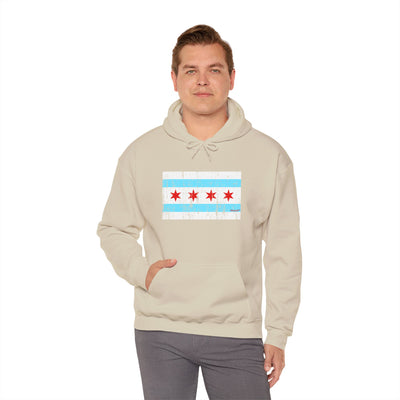 TOOLOUD Distressed Chicago Flag Design Unisex Hoodie Sweatshirt