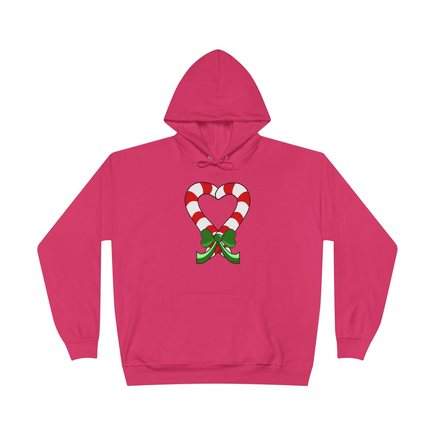 Candy Cane Heart Christmas Dark Hooded Sweatshirt by TOOLOUD