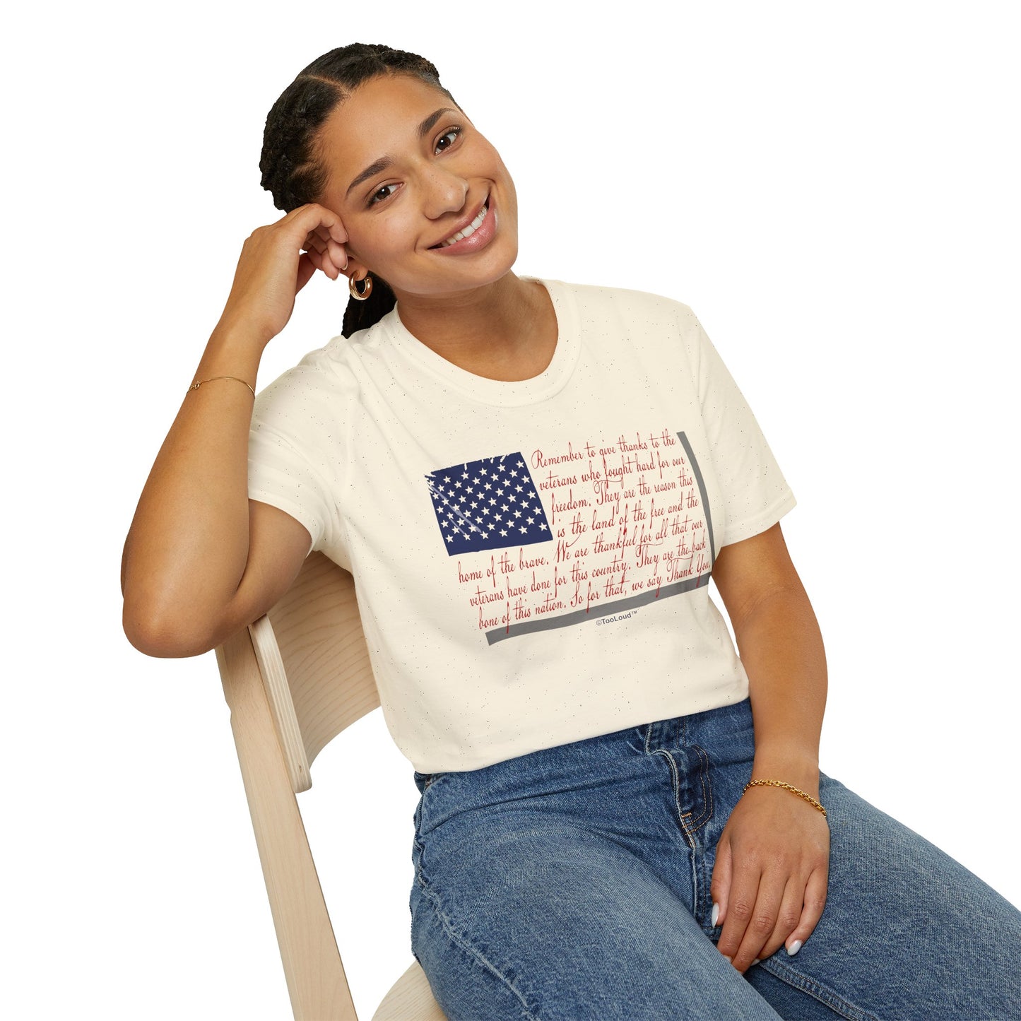 Veterans Scripted Flag Adult T-Shirt by TOOLOUD