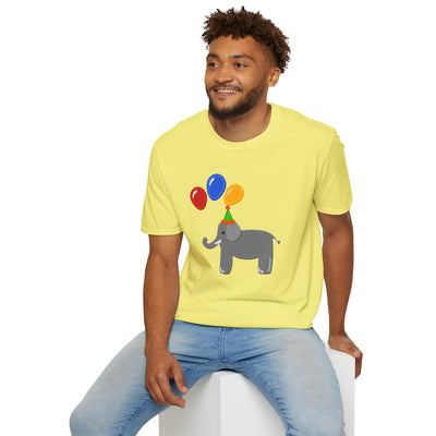 Cute Elephant with Balloons Unisex Adult T-Shirt by TOOLOUD