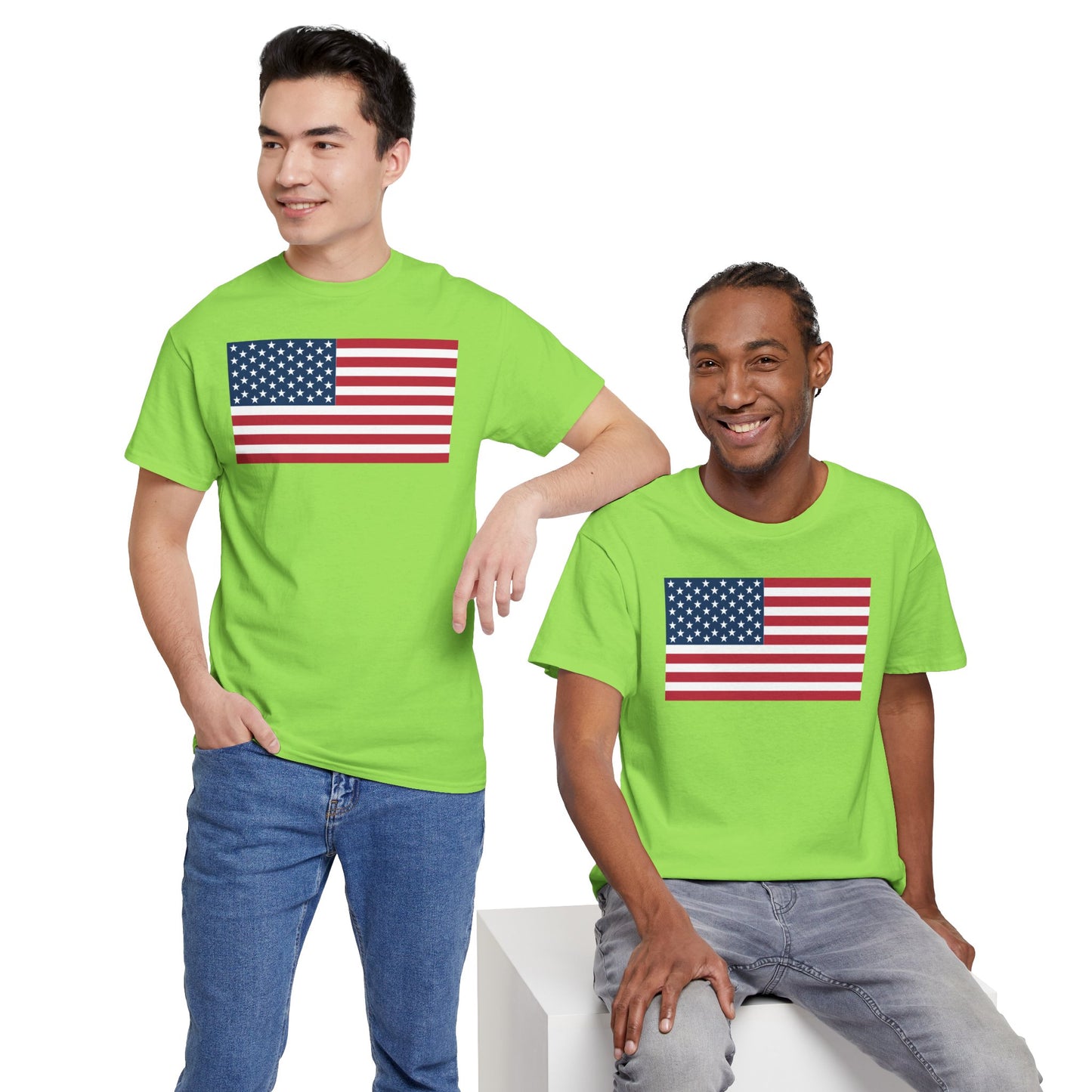 Patriotic American Flag Adult Cotton T-Shirt by TOOLOUD