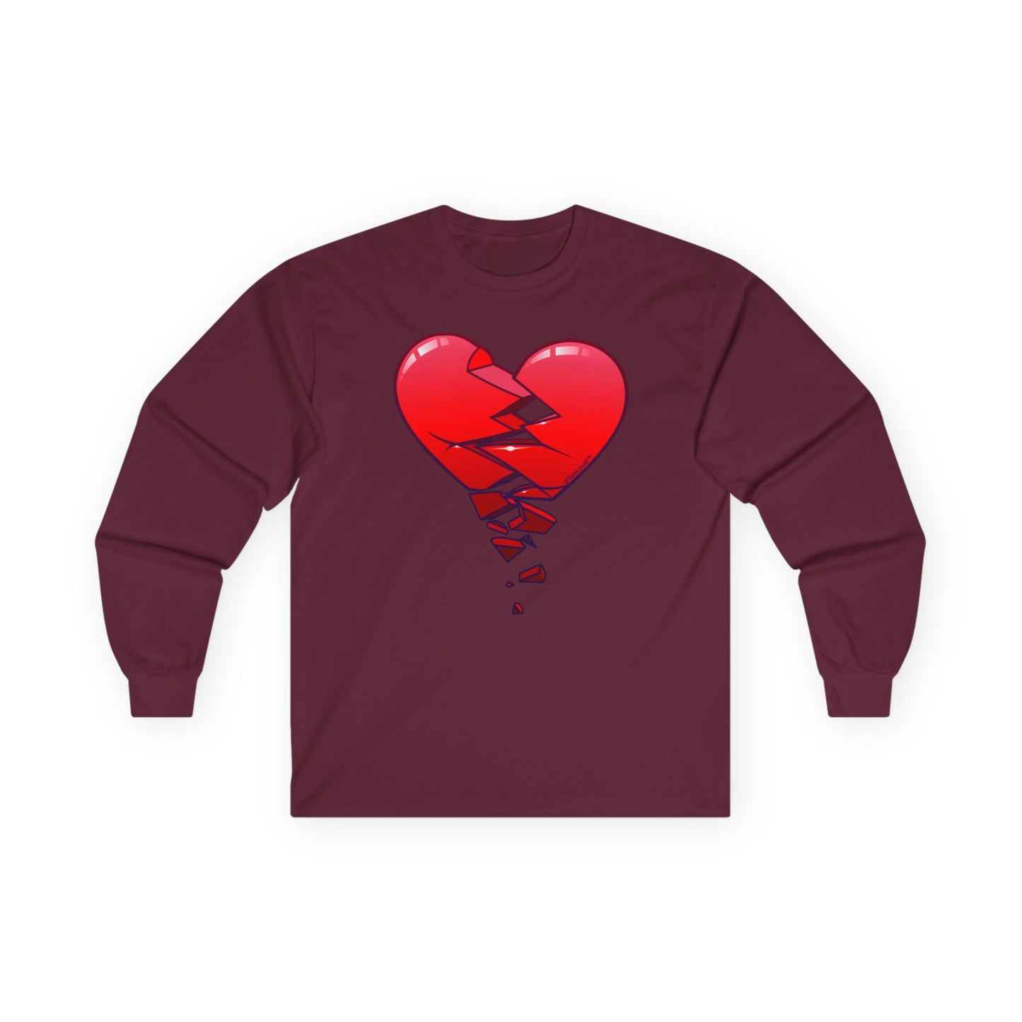 Crumbling Broken Heart Adult Long Sleeve T-Shirt by TOOLOUD