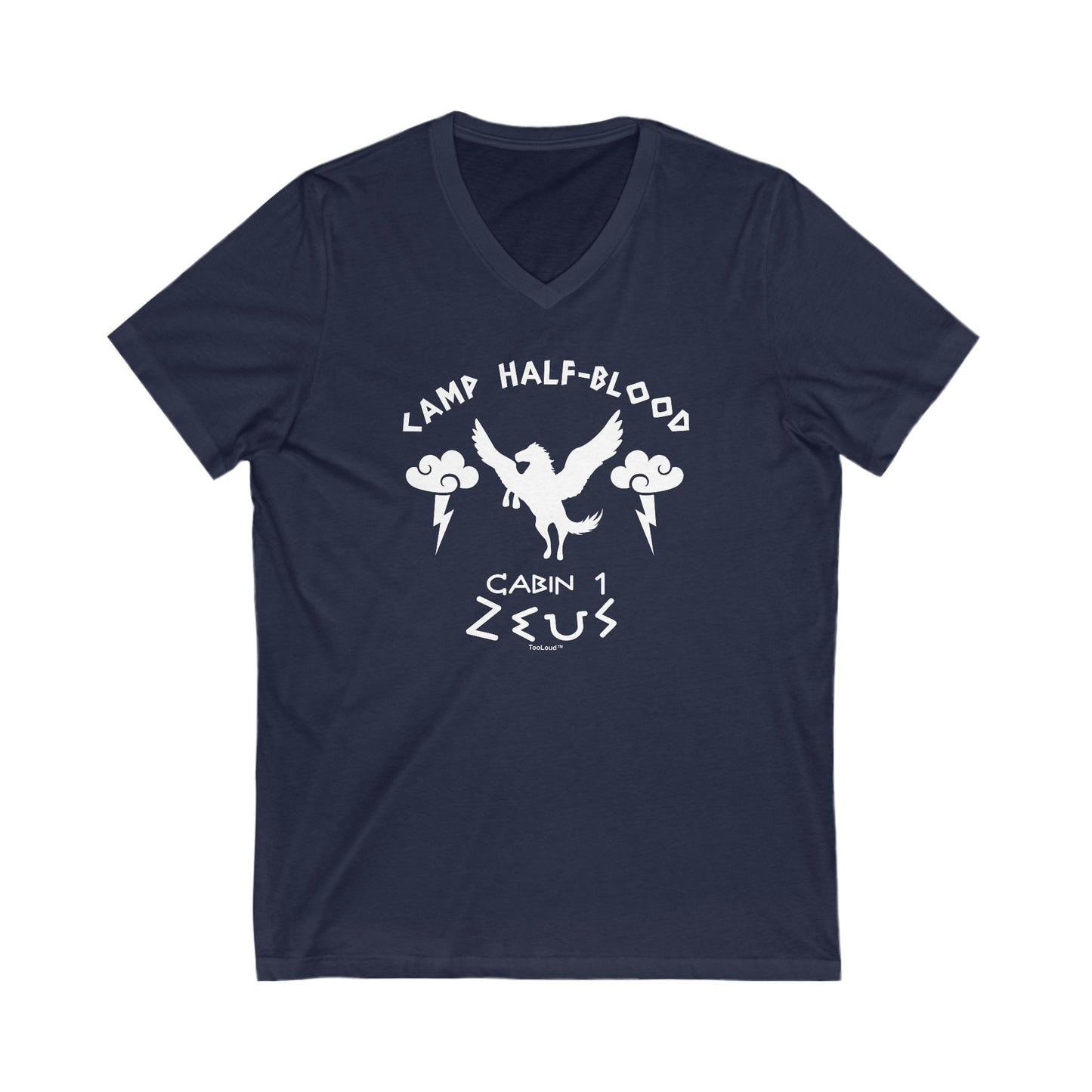 Camp Half Blood Cabin 1 Zeus Adult Dark V-Neck T-Shirt by TOOLOUD