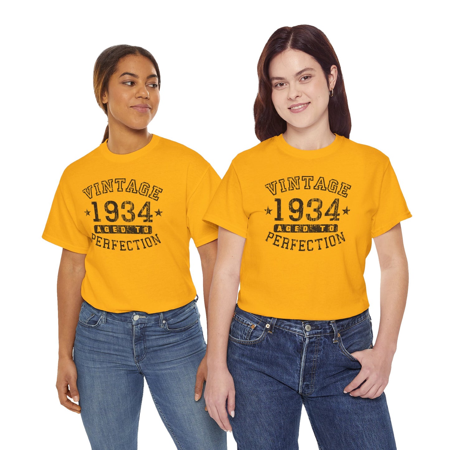 1934 - Adult Unisex Vintage Birth Year Aged to Perfection Birthday T-Shirt by TOOLOUD
