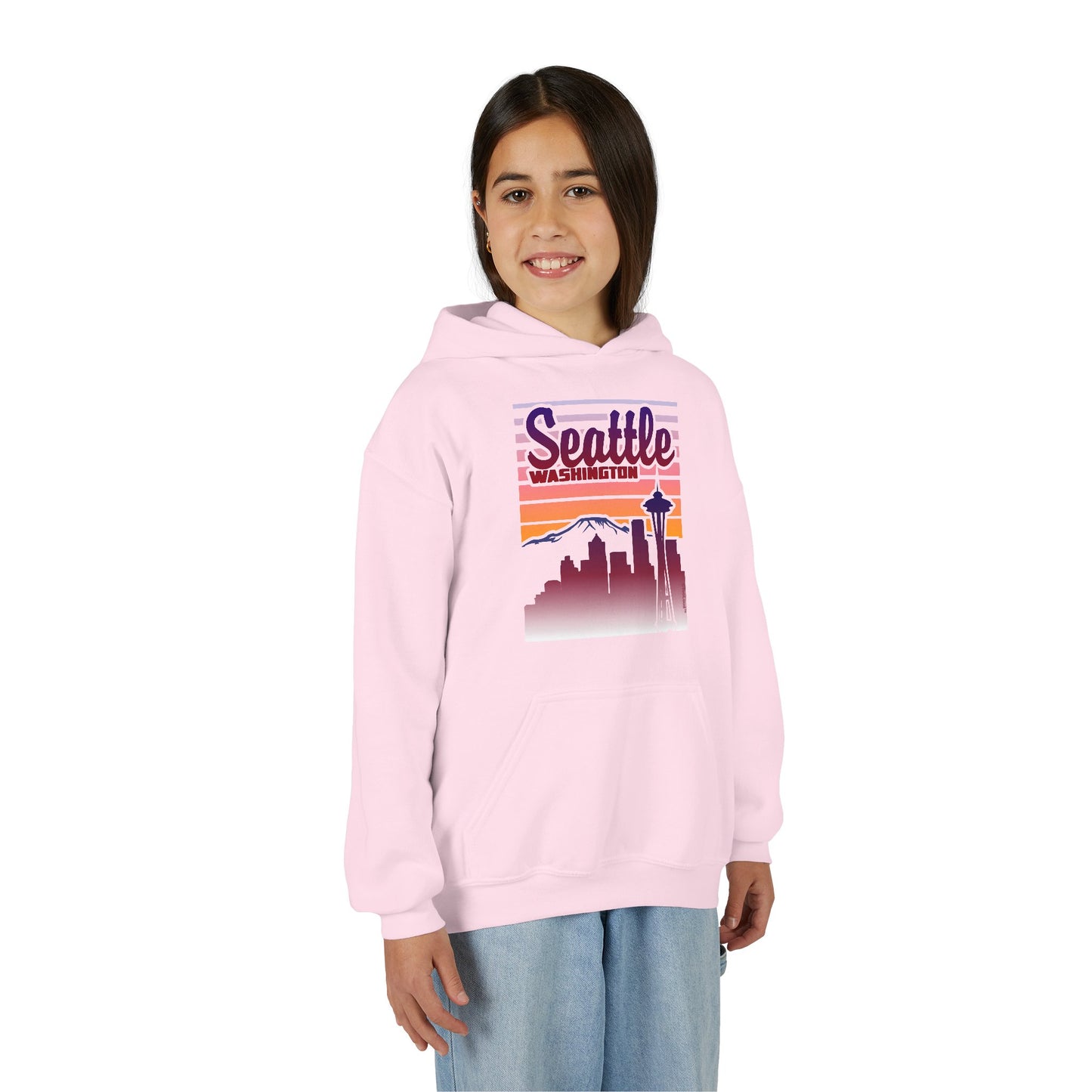Seattle Washington Sunset Youth Children's Hoodie by TOOLOUD