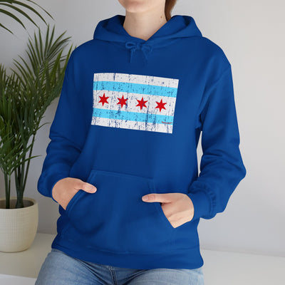 TOOLOUD Distressed Chicago Flag Design Unisex Hoodie Sweatshirt