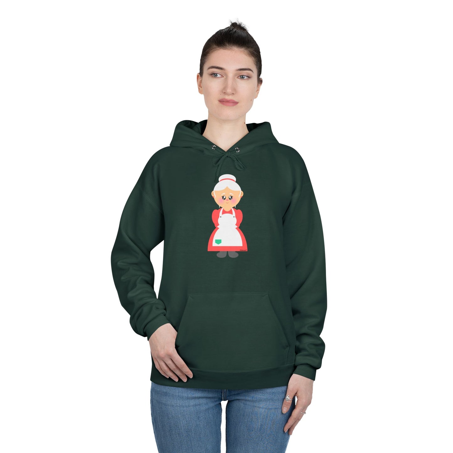Cute Mrs. Santa Claus Christmas Adult Pullover Hoodie Sweatshirt by TOOLOUD