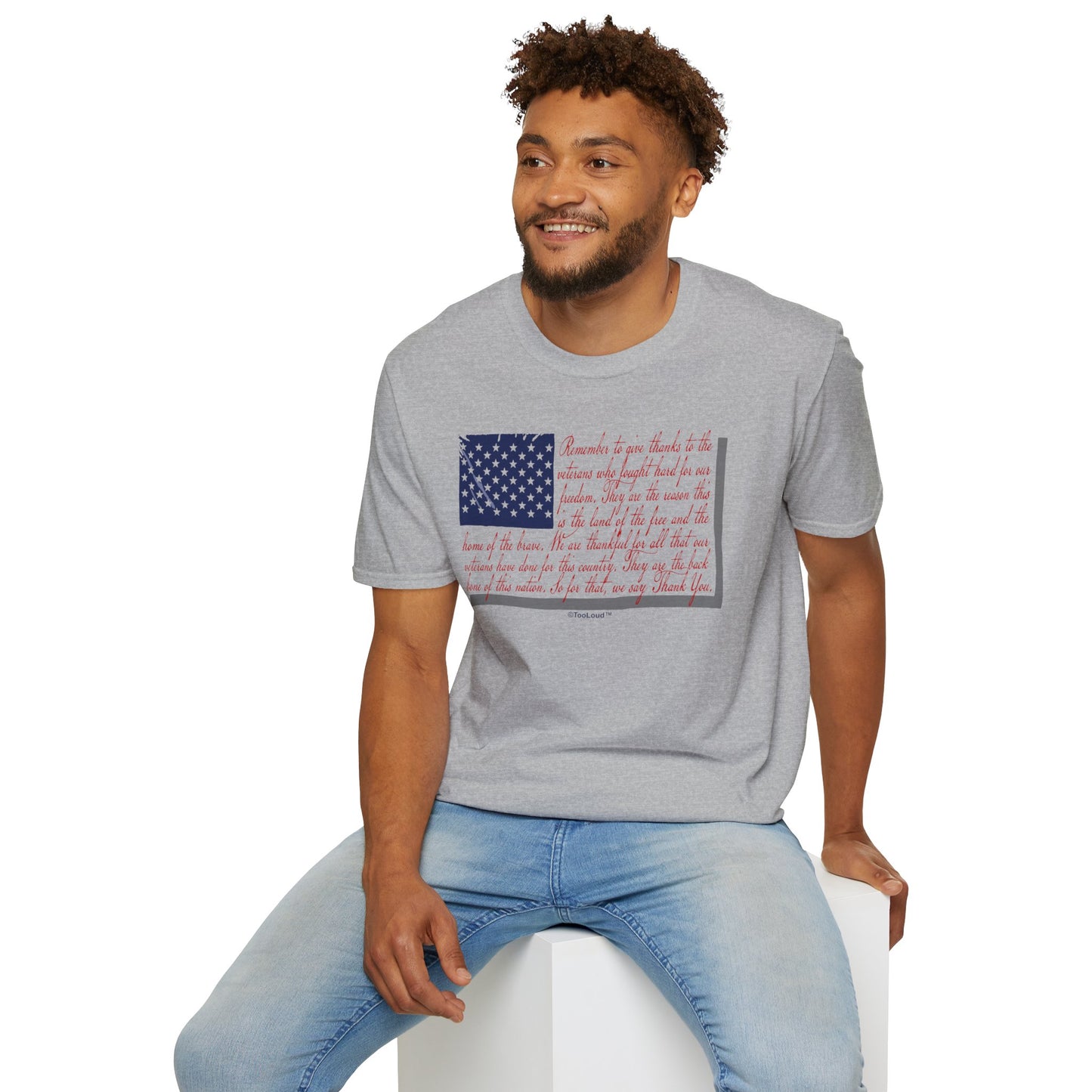 Veterans Scripted Flag Adult T-Shirt by TOOLOUD