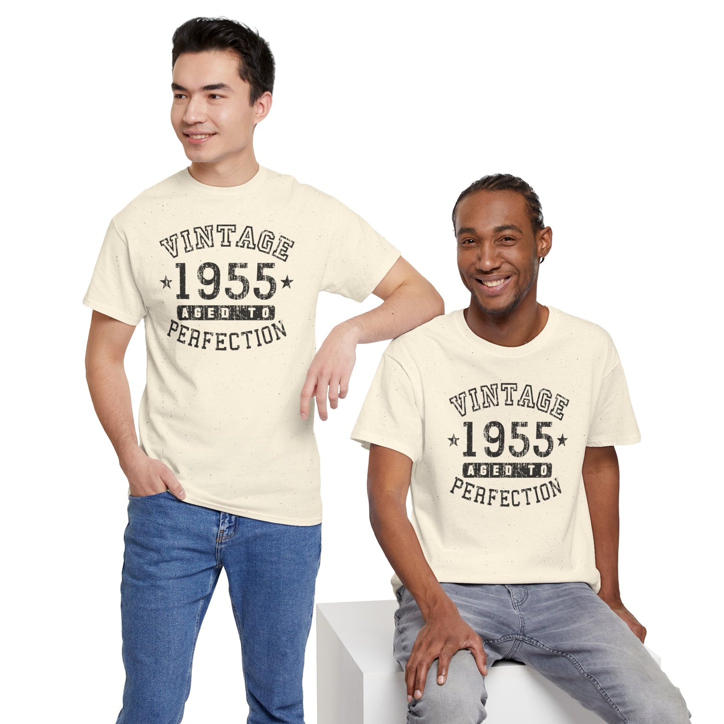 1955 - Adult Unisex Vintage Birth Year Aged to Perfection Birthday T-Shirt by TOOLOUD