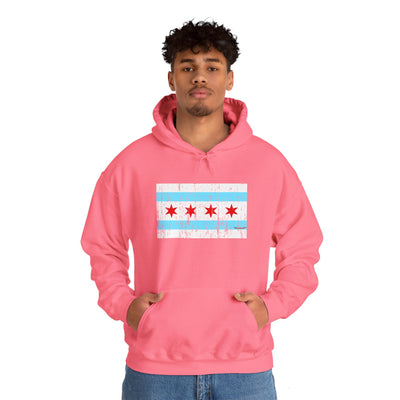 TOOLOUD Distressed Chicago Flag Design Unisex Hoodie Sweatshirt