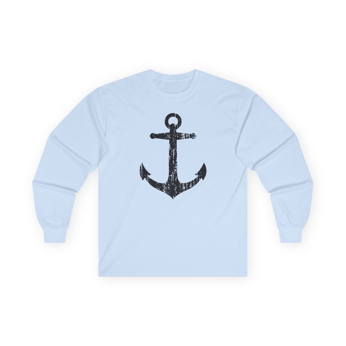Distressed Nautical Sailor Anchor Adult Long Sleeve Shirt by TOOLOUD