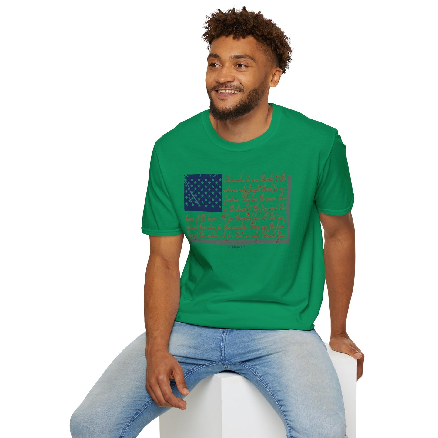 Veterans Scripted Flag Adult T-Shirt by TOOLOUD