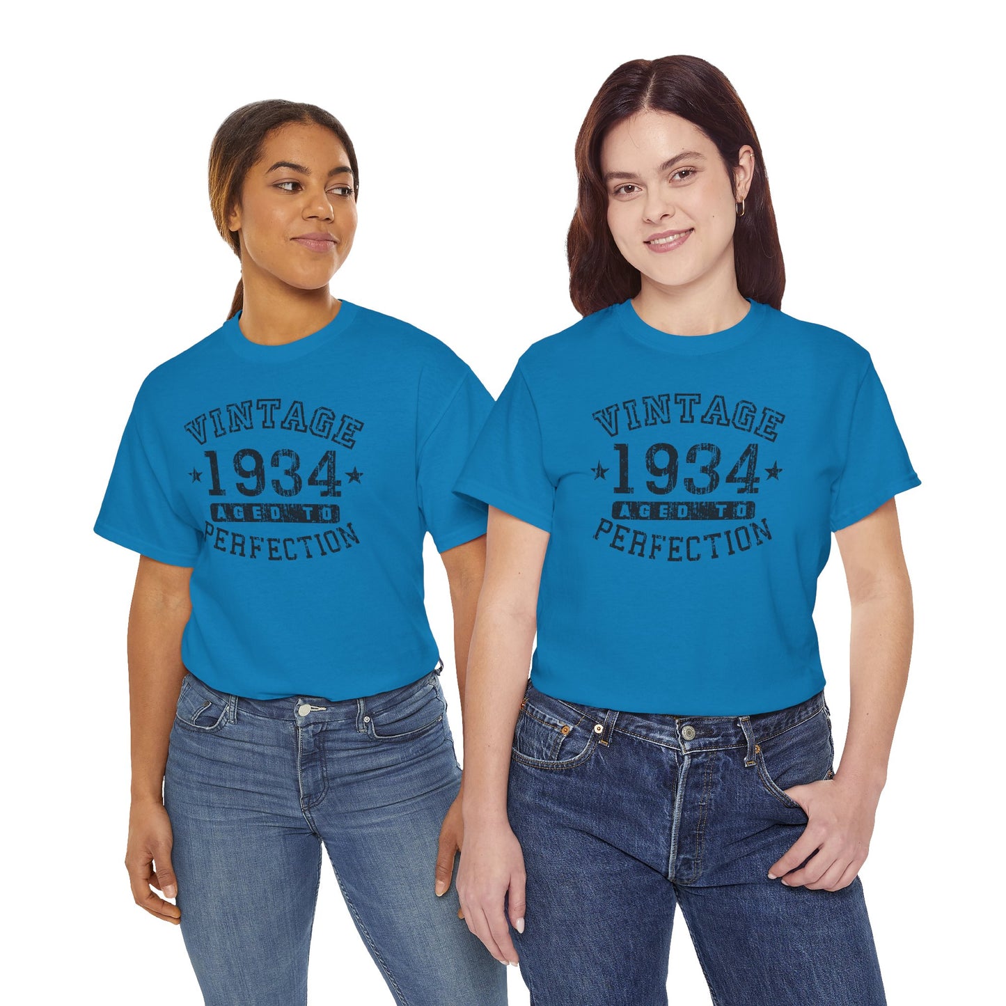 1934 - Adult Unisex Vintage Birth Year Aged to Perfection Birthday T-Shirt by TOOLOUD