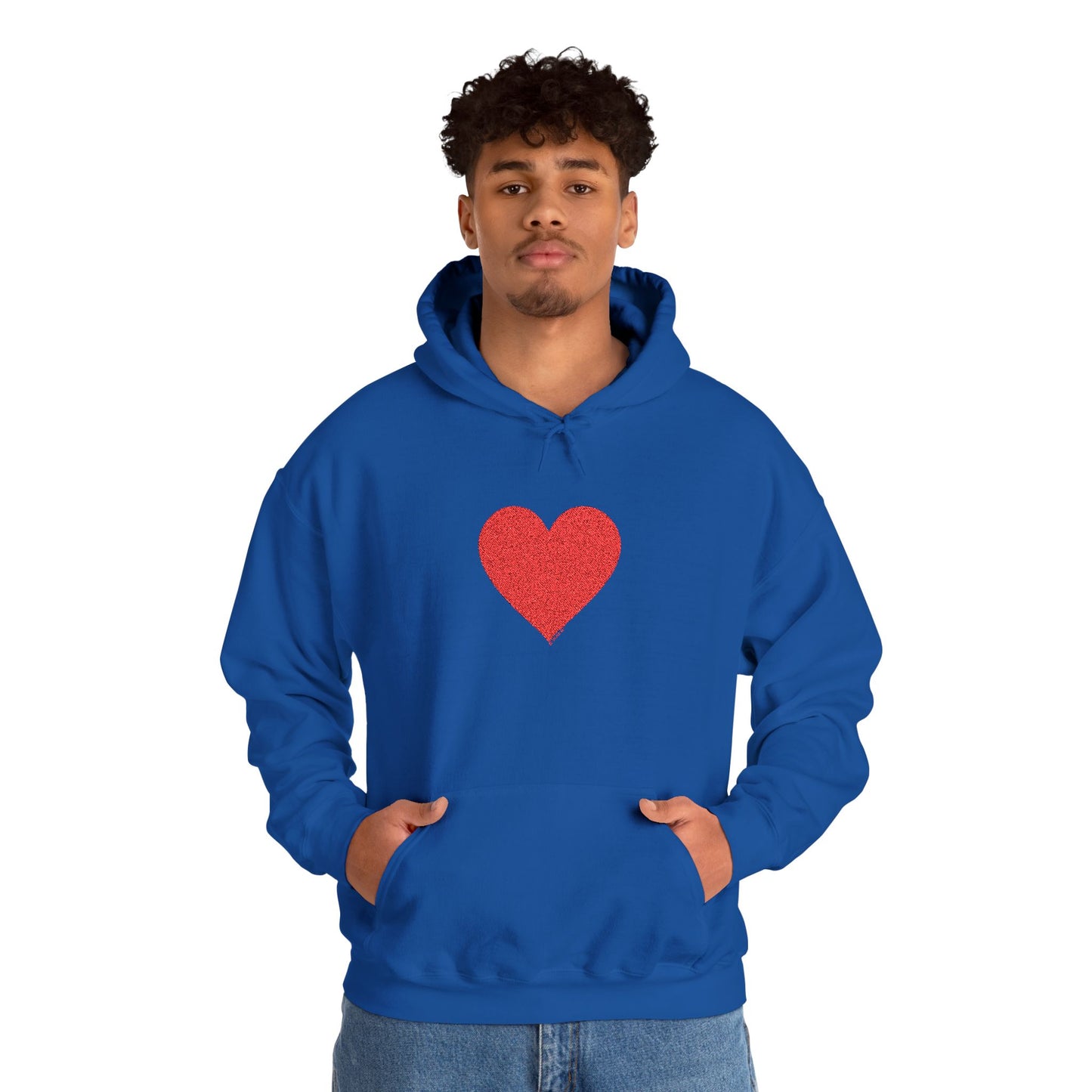 Embroidered Big Red Heart Valentine’s Day Unisex Hooded Sweatshirt by TOOLOUD