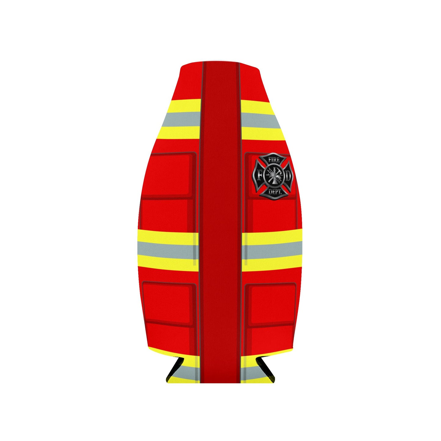 Firefighter Red AOP Collapsible Neoprene Zip-Up Bottle Cooler Sleeve Insulator by TOOLOUD