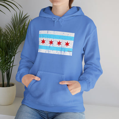 TOOLOUD Distressed Chicago Flag Design Unisex Hoodie Sweatshirt