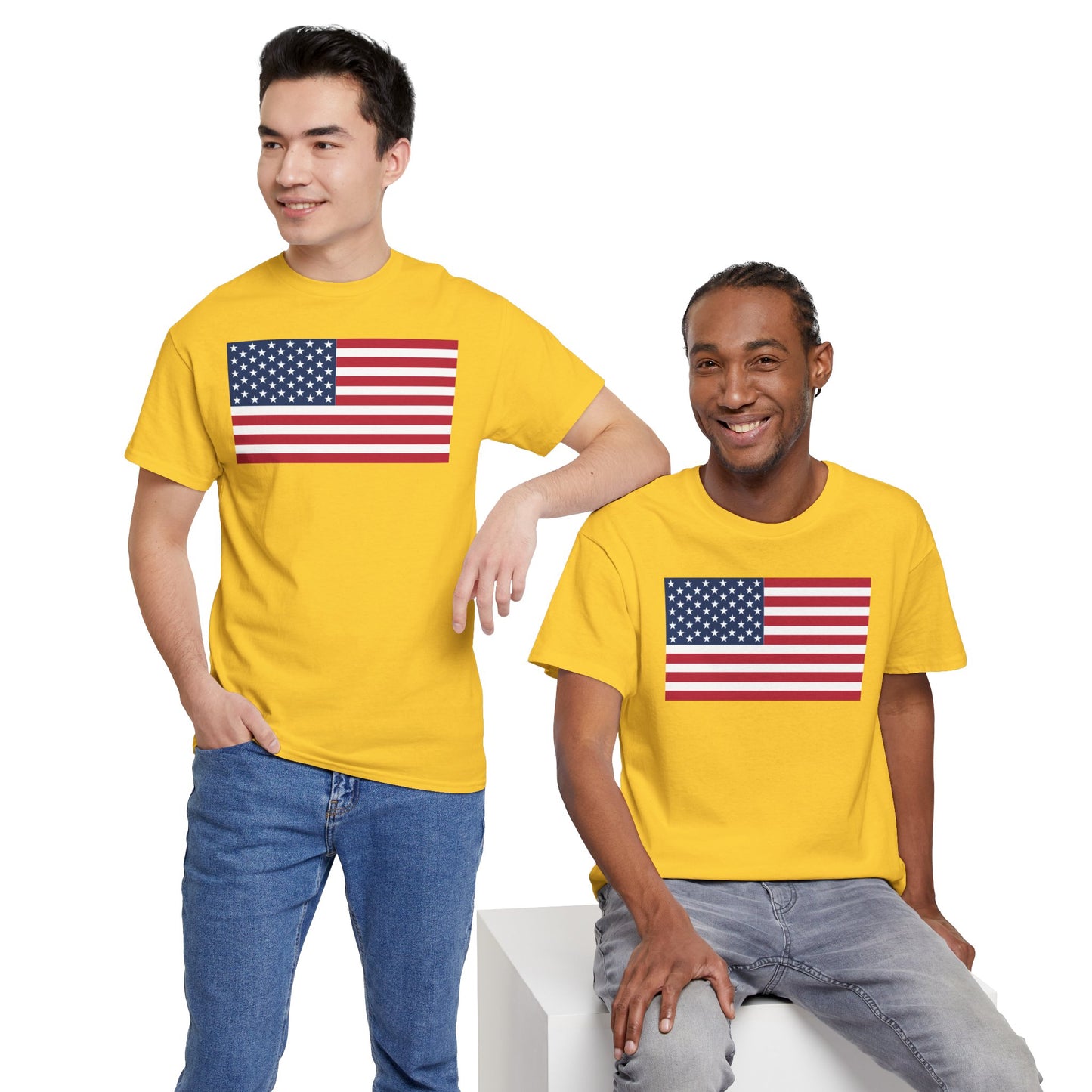 Patriotic American Flag Adult Cotton T-Shirt by TOOLOUD