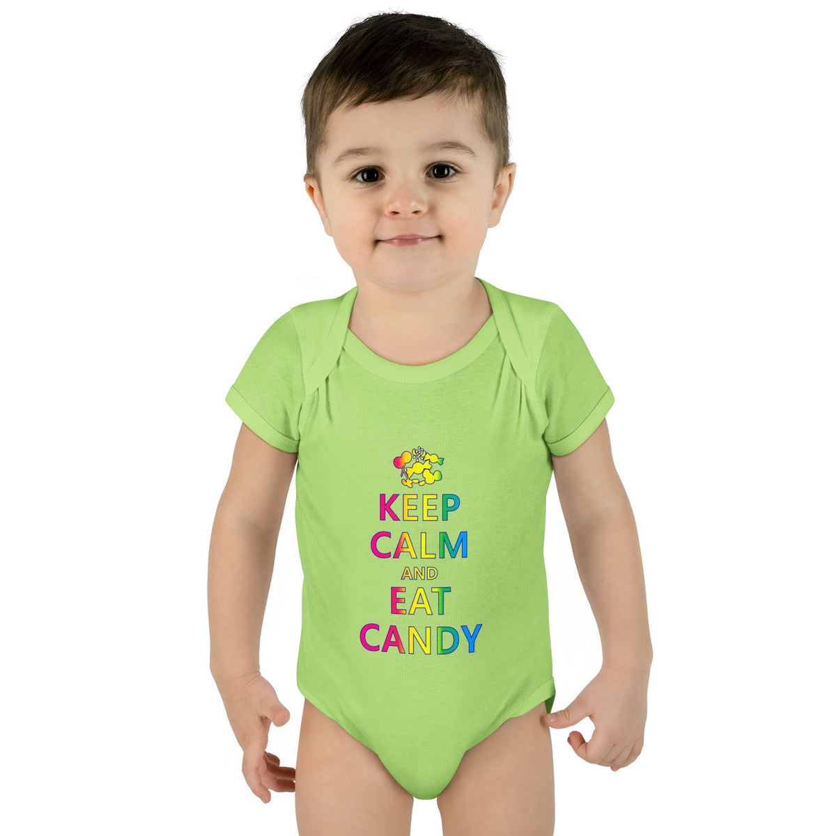Keep Calm and Eat Candy Infant One Piece Bodysuit by TOOLOUD