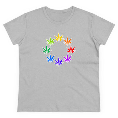 Rainbow Pot - Marijuana Leaf Women’s T-Shirt Cotton Tee (INTL-ORDERS)