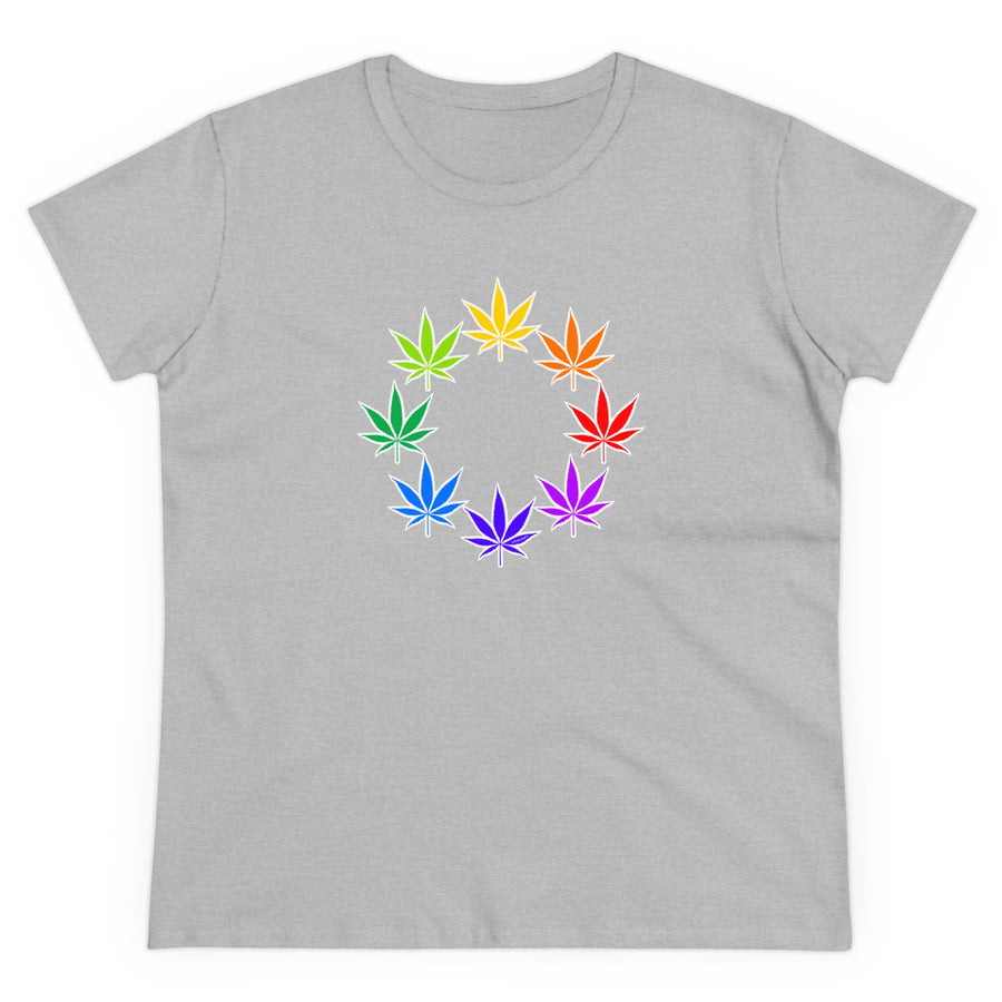 Rainbow Pot - Marijuana Leaf Women’s T-Shirt Cotton Tee (INTL-ORDERS)