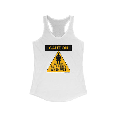 Slippery When Wet Women's Petite Racerback Tank Top by TOOLOUD