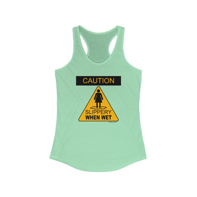 Slippery When Wet Women's Petite Racerback Tank Top by TOOLOUD