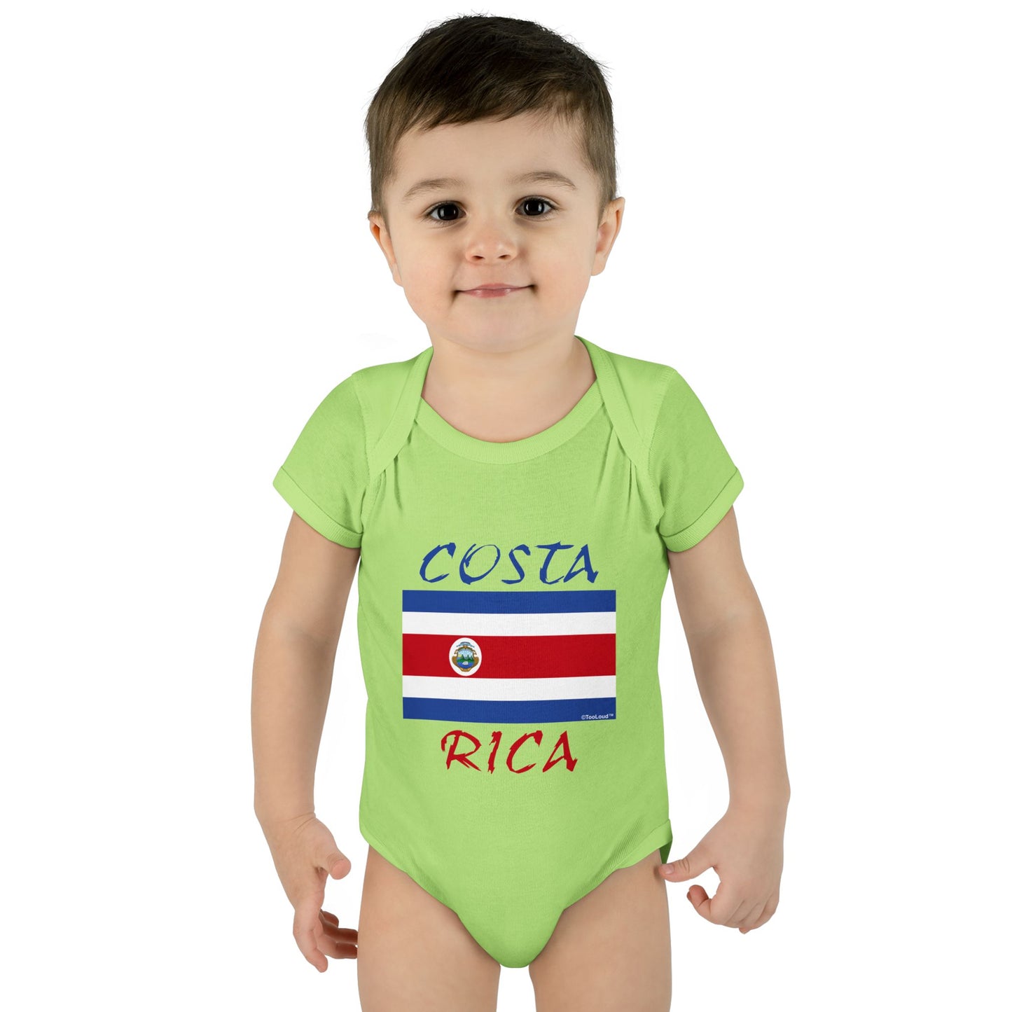 Costa Rica Flag Baby Romper Bodysuit by TOOLOUD