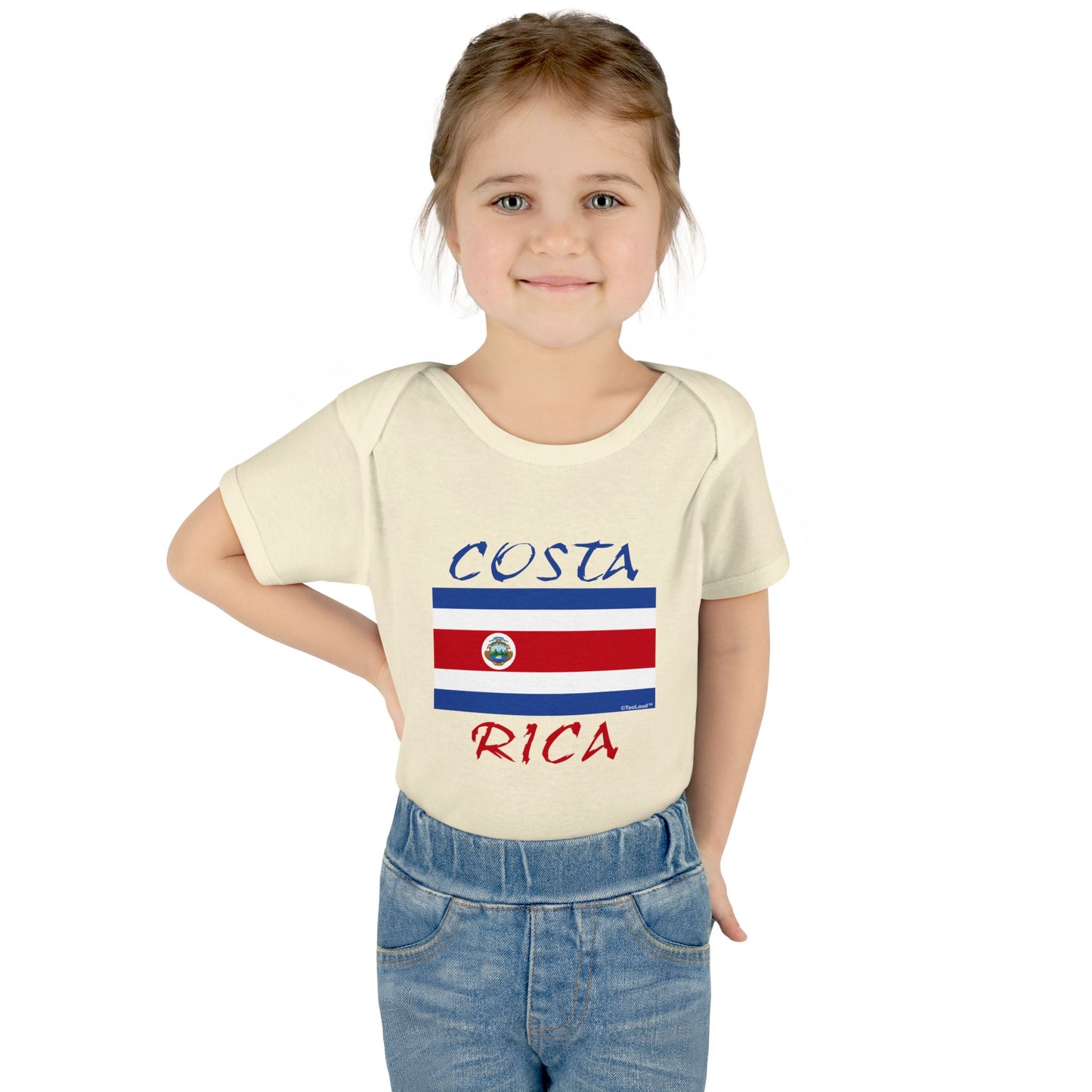Costa Rica Flag Baby Romper Bodysuit by TOOLOUD