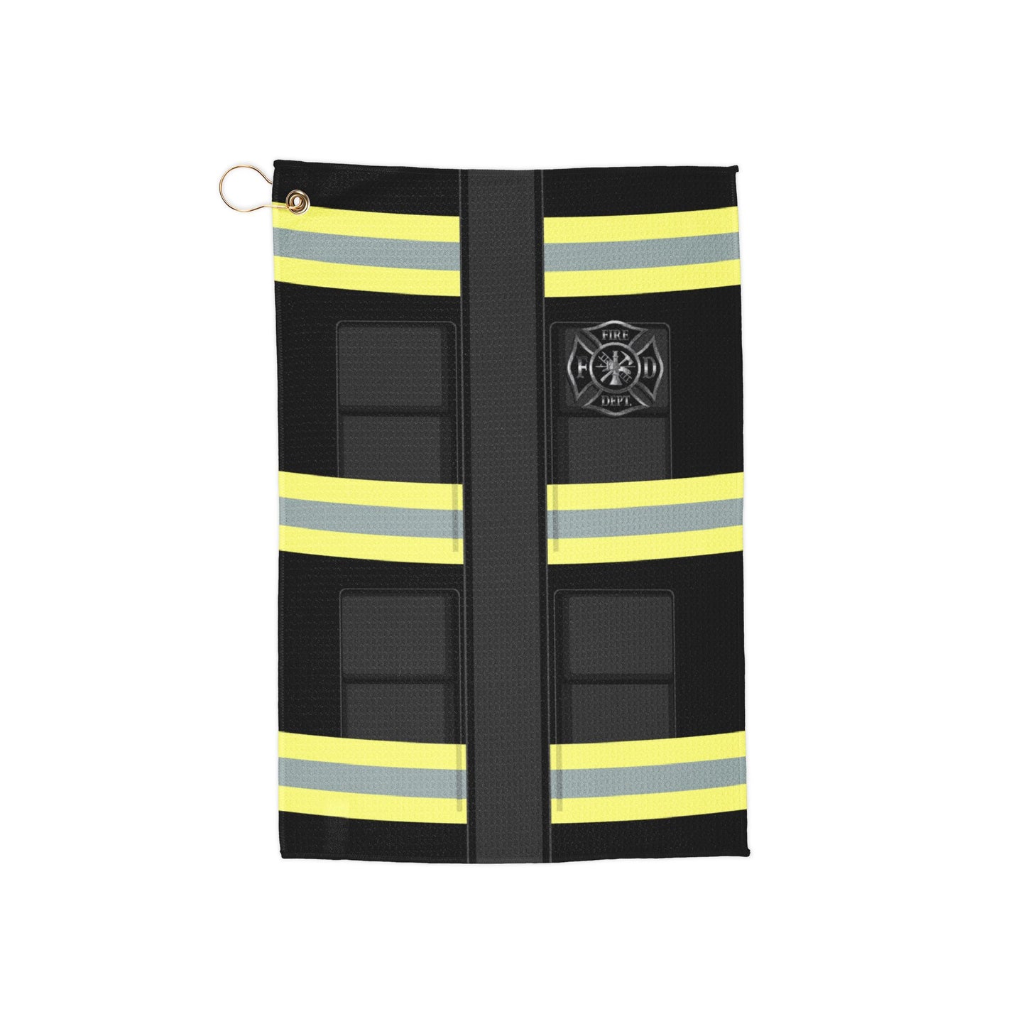 Firefighter Black AOP Micro Terry Gromet Golf Towel 16" x 24" All Over Print by TOOLOUD