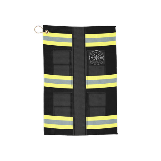 Firefighter Black AOP Micro Terry Gromet Golf Towel 16" x 24" All Over Print by TOOLOUD