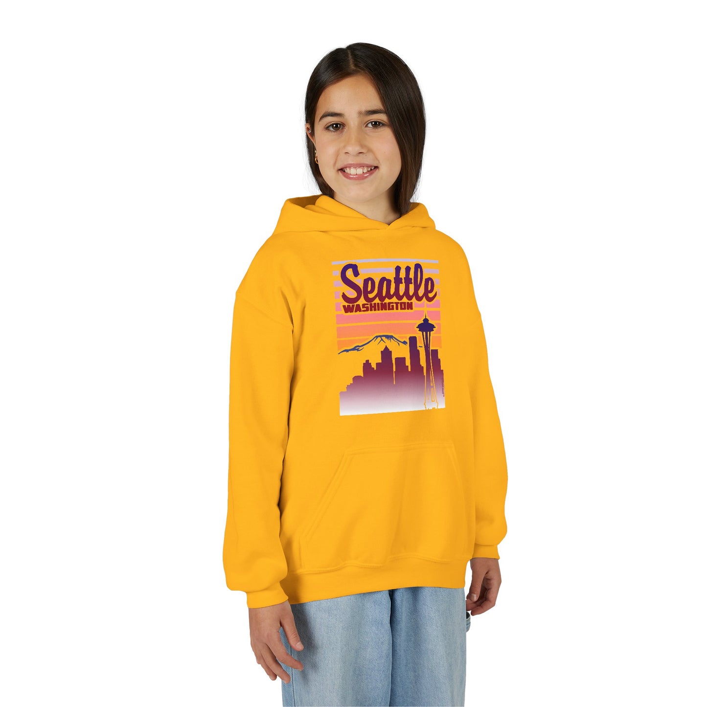 Seattle Washington Sunset Youth Children's Hoodie by TOOLOUD