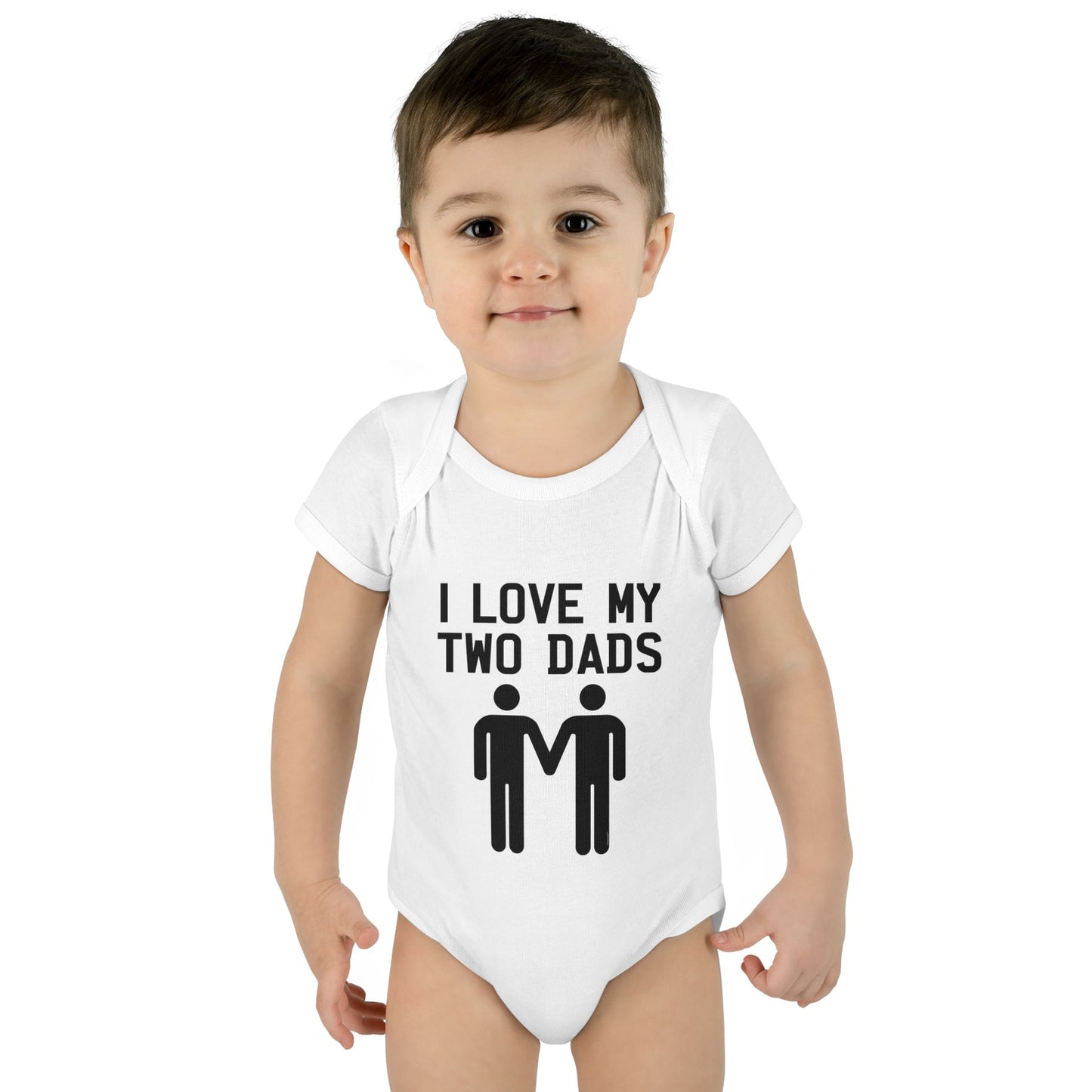 I Love My Two Dads Gay Fathers Baby Bodysuit by TOOLOUD