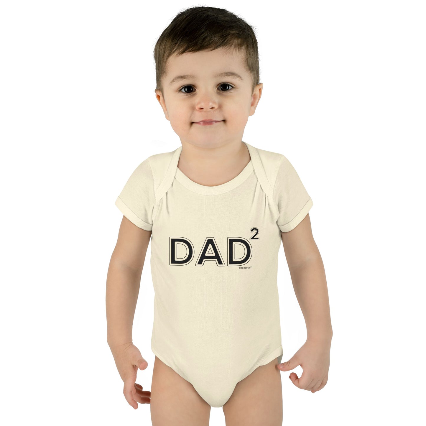 Dad Squared – Dad of Two Baby Romper Bodysuit by TOOLOUD