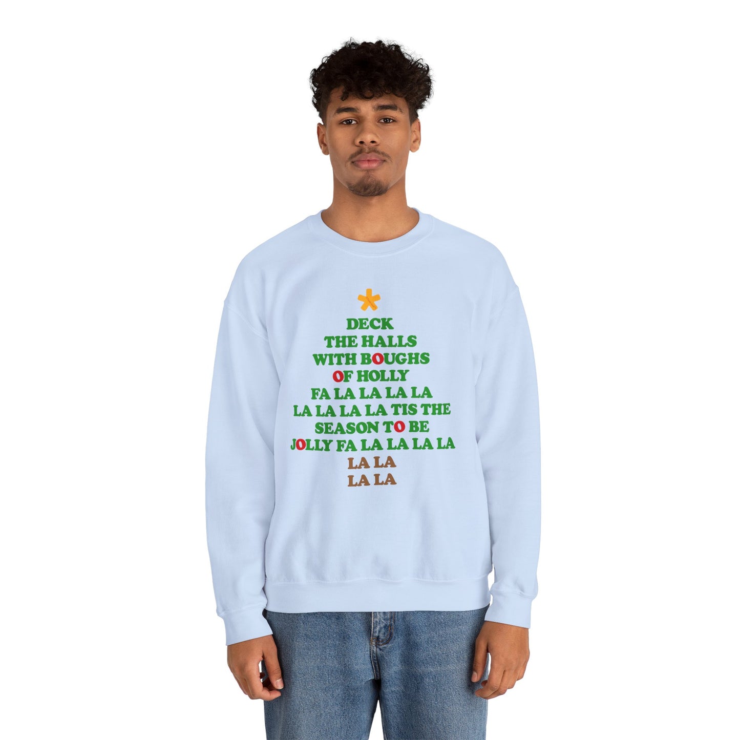 Deck the Halls Lyrics Christmas Tree Adult Sweatshirt by TOOLOUD