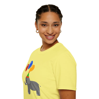 Cute Elephant with Balloons Unisex Adult T-Shirt by TOOLOUD