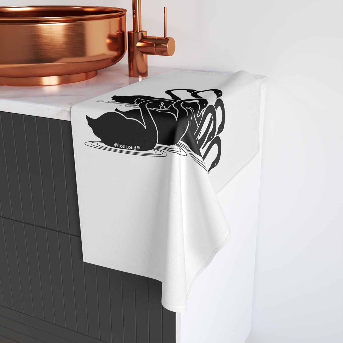 Seven Swans A-Swimming Micro Terry Sport Towel 16" x 26" by TOOLOUD